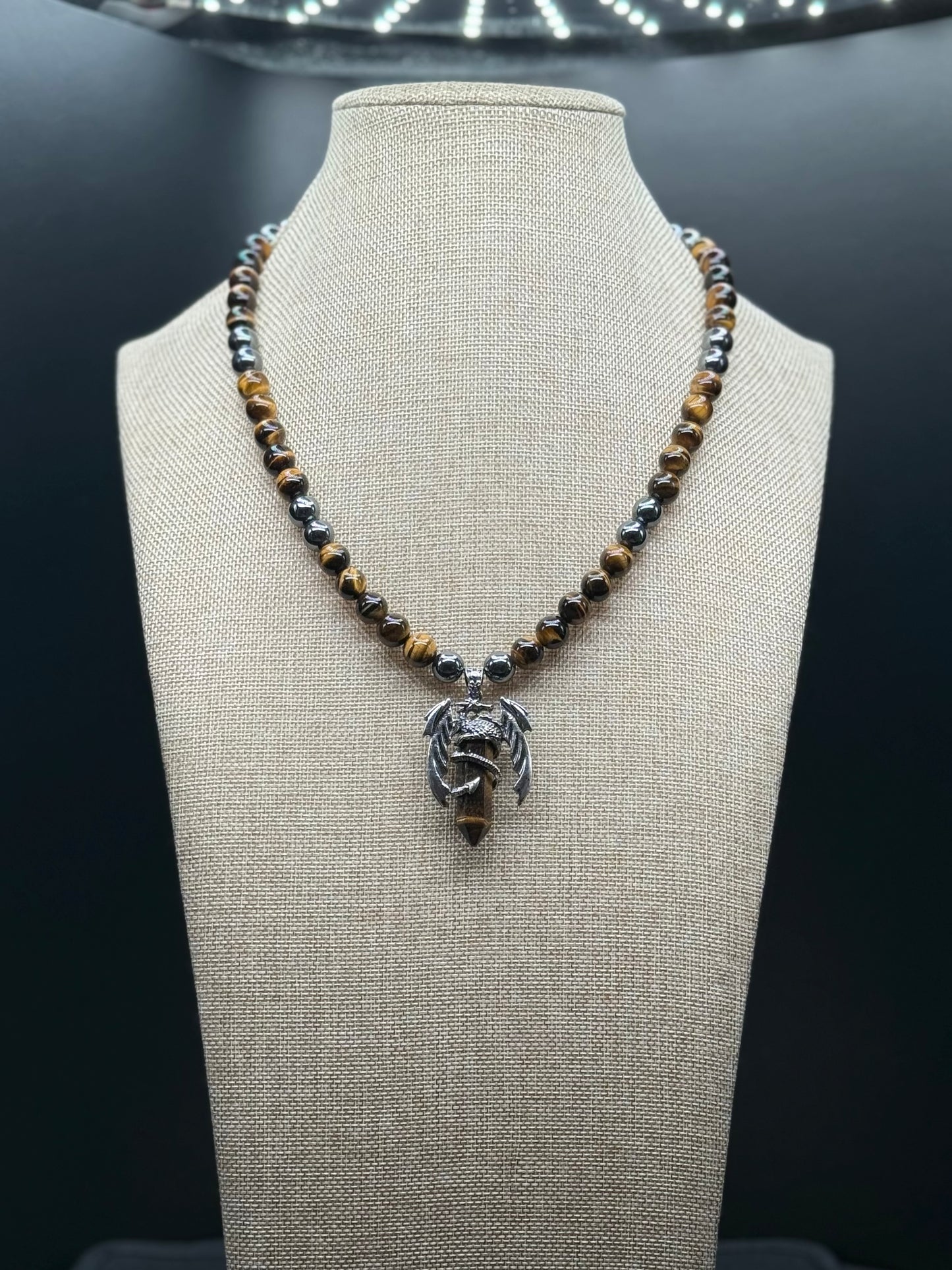 “Lions Pulse” Brown Tigers eye with dragon