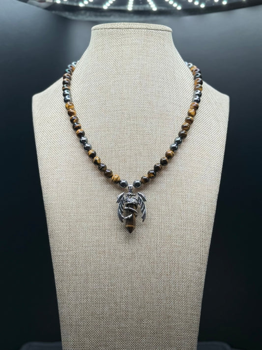 “Lions Pulse” Brown Tigers eye with dragon