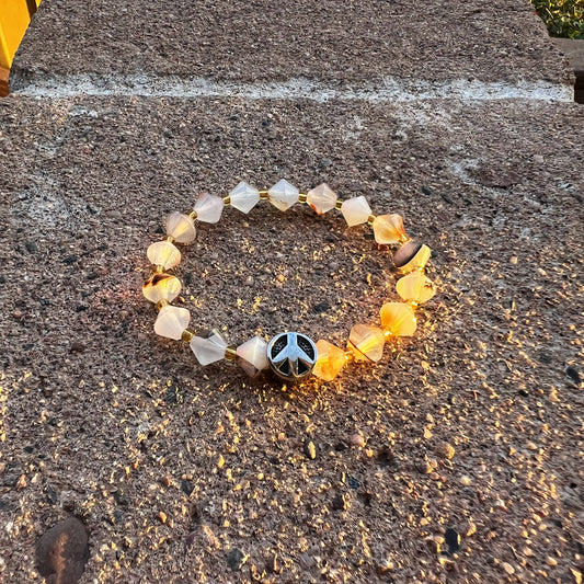 Montana Agate bracelet with peace sign